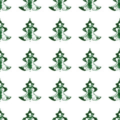 seamless pattern, prints of small Christmas trees