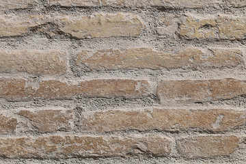 Wall of very old brick unusual