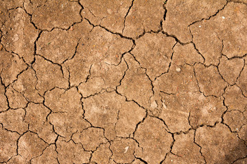 Cracked dry brown soil background, global warming effect