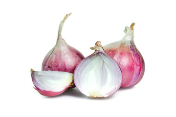 Shallots, onions, isolated on white background