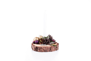 Christmas candlestick on Christmas Eve on a white background