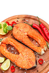 Crispy roasted salmon steak