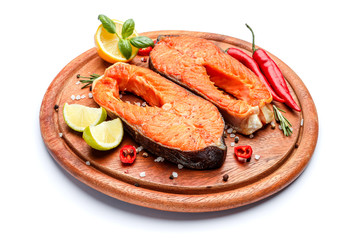 Crispy roasted salmon steak