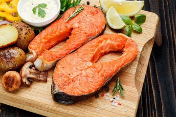 Crispy roasted salmon steak