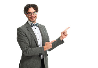 Man presenting copy space.