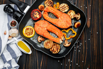 Crispy roasted salmon steak