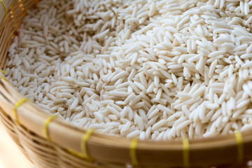 close up Rice on basket
