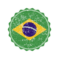 Fototapeta na wymiar Brazil flag stamp with grunge. Vector illustration