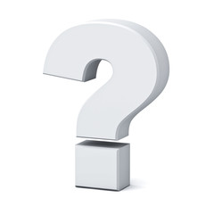 White question mark isolated over white background with shadow 3D rendering