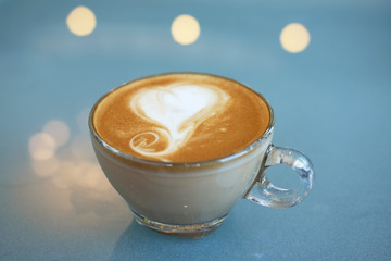 Hot coffee in cup.