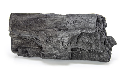 Natural wood charcoal Isolated on white, traditional charcoal or