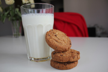  milk and cookies on the table