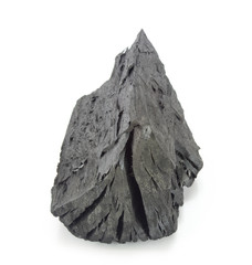 Natural wood charcoal Isolated on white, traditional charcoal or