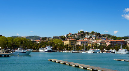 Fototapeta na wymiar Cityscape of la Spezia with the port. Liguria, Italy, Europe