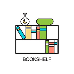 Bookshelf flat icon.
