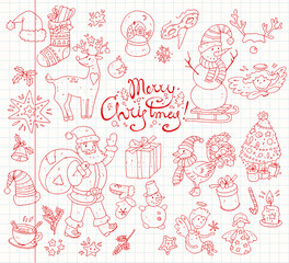 Big vector set of New Year and Christmas objects  symbols: tr