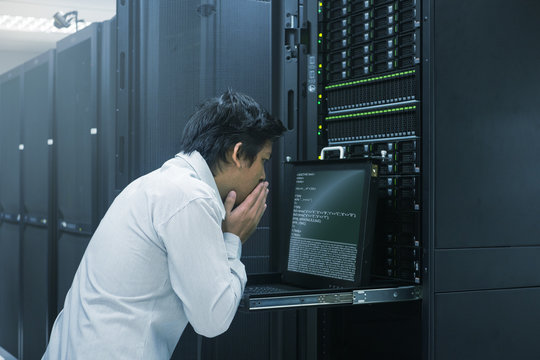 syaytem administrator working in data center