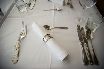 Elegant table arrangement in restaurant