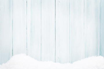 Blue wood texture with snow