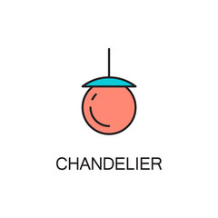 Obraz premium Chandelier line icon.