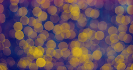 Blue and yellow lights like a christmas background.