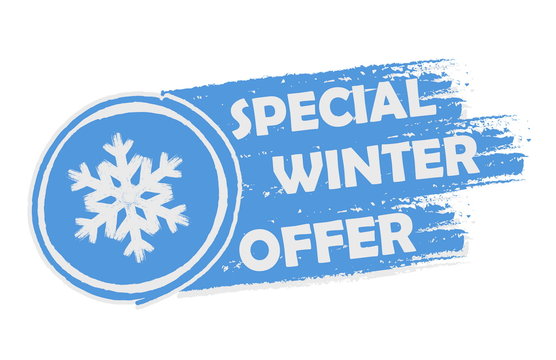 special winter offer with snowflake sign, drawn banner, vector