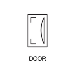 Door line icon. Vector high quality outline pictogram of door. Sign of element for home's interior. Thin line icon for design website or mobile app. Black symbol on format EPS 10 for logo.