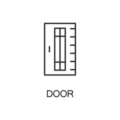 Door line icon. Vector high quality outline pictogram of door. Sign of element for home's interior. Thin line icon for design website or mobile app. Black symbol on format EPS 10 for logo.