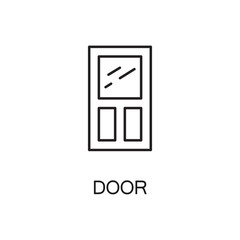 Door line icon. Vector high quality outline pictogram of door. Sign of element for home's interior. Thin line icon for design website or mobile app. Black symbol on format EPS 10 for logo.