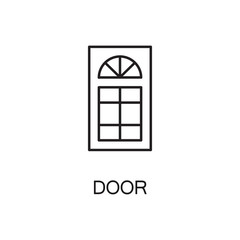 Door line icon. Vector high quality outline pictogram of door. Sign of element for home's interior. Thin line icon for design website or mobile app. Black symbol on format EPS 10 for logo.