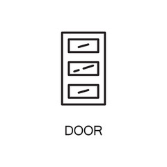 Door line icon. Vector high quality outline pictogram of door. Sign of element for home's interior. Thin line icon for design website or mobile app. Black symbol on format EPS 10 for logo.