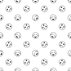 Emoticon seamless pattern in color background.