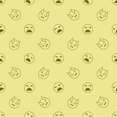 Emoticon seamless pattern in color background.
