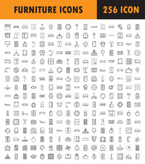 Furniture line icon set.