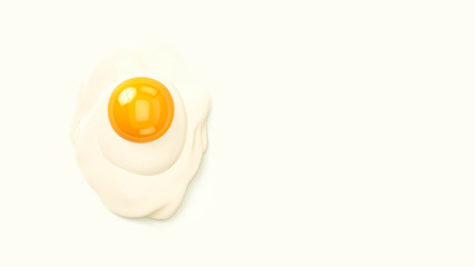 fried egg 3d illustration with copy space