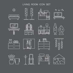 Bedroom icon set.