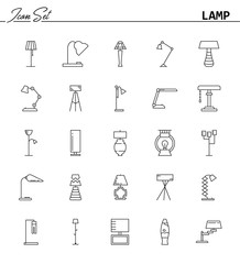 Lamp line icon set. High quality pictogram.  Outline vector symbol for design website or mobile app. Thin line sign  for logo, visit card, etc.