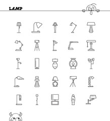 Lamp line icon set. High quality pictogram.  Outline vector symbol for design website or mobile app. Thin line sign  for logo, visit card, etc.
