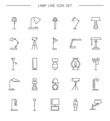 Lamp line icon set. High quality pictogram.  Outline vector symbol for design website or mobile app. Thin line sign  for logo, visit card, etc.