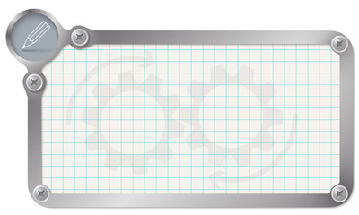Metal frame for your text with graph paper and pencil