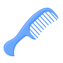 Vector illustration of a blue comb on a white background. Cartoo - obrazy, fototapety, plakaty
