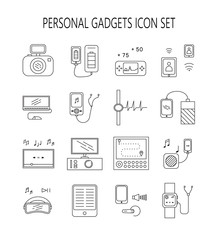 Personal devices icon set. Thin line pictogram for webdesign. Outline high quality sign for design websete, mobile app, logo. 