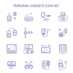Personal devices icon set. Thin line pictogram for webdesign. Outline high quality sign for design websete, mobile app, logo. 