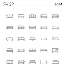 Sofa line icon set.