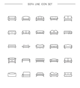 Sofa Line Icon Set.