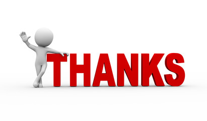 3d man with word thanks