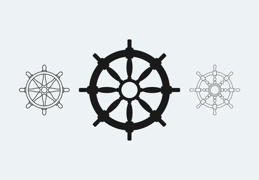 12 Nautical Wheel Icons