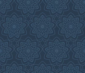 Deurstickers Decent dark repetitive mandala pattern © ancymonic