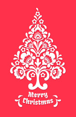 Polish folk christmas tree cutout - 125401309