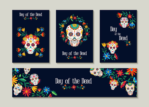 Day of the dead template set for cards or label